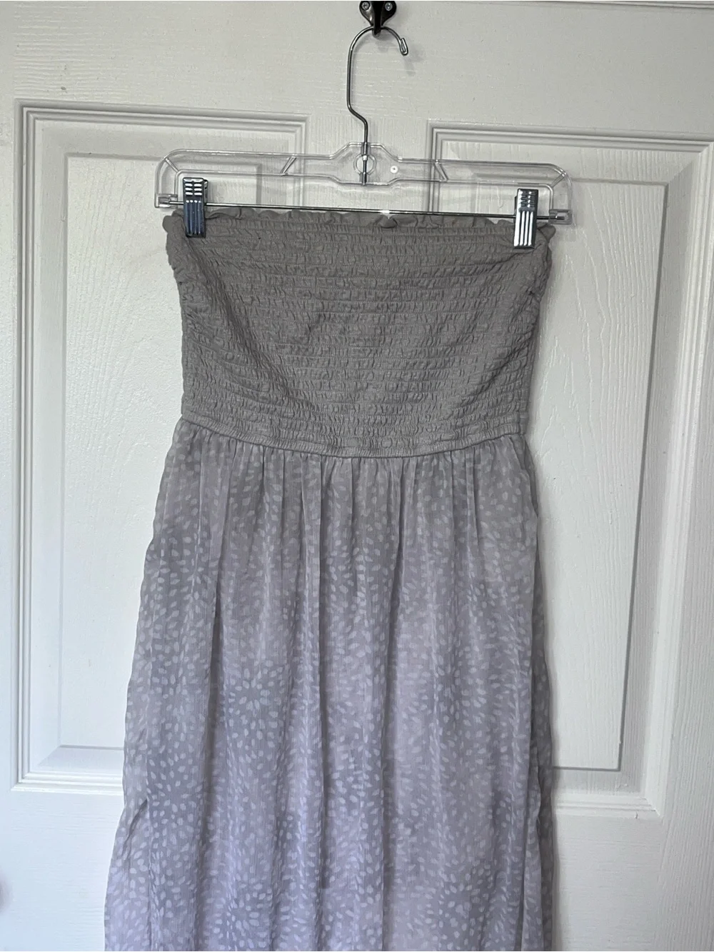 Abercrombie and Fitch Smocked Strapless Maxi Dress in Light Gray small  women’s